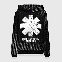 Толстовка-худи женская Red Hot Chili Peppers с потертостями на темном фон, цвет: 3D-черный