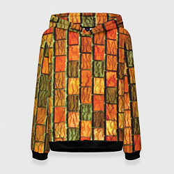 Толстовка-худи женская Рыжие кирпичики, цвет: 3D-черный