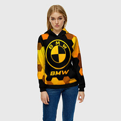 Толстовка-худи женская BMW - gold gradient, цвет: 3D-черный — фото 2