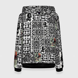 Толстовка-худи женская Орнамент древних цивилизаций, цвет: 3D-черный