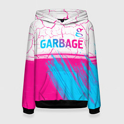 Толстовка-худи женская Garbage neon gradient style: символ сверху, цвет: 3D-черный