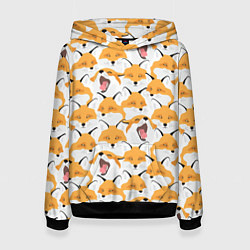 Толстовка-худи женская Хитрые лисы, цвет: 3D-черный