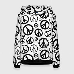 Толстовка-худи женская Many peace logo, цвет: 3D-черный