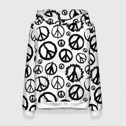 Толстовка-худи женская Many peace logo, цвет: 3D-белый