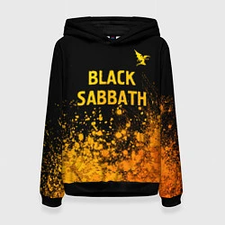 Толстовка-худи женская Black Sabbath - gold gradient: символ сверху, цвет: 3D-черный