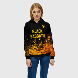 Толстовка-худи женская Black Sabbath - gold gradient: символ сверху, цвет: 3D-черный — фото 2