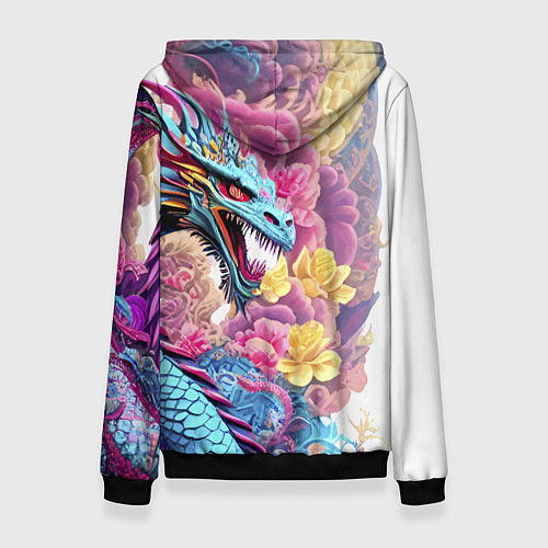 Женская толстовка Свирепый дракон - татуировка - ирезуми - Япония / 3D-Черный – фото 2