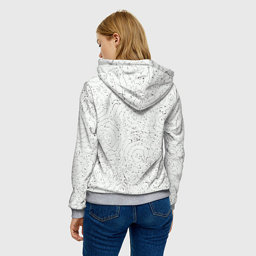 Женская толстовка Хаотичная черно-белая рябь - узор Хуф и Ся / 3D-Меланж – фото 4