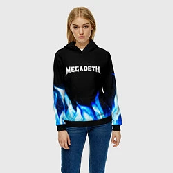 Толстовка-худи женская Megadeth blue fire, цвет: 3D-черный — фото 2