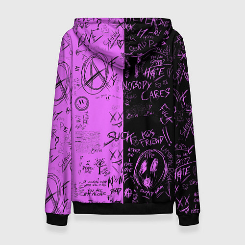 Женская толстовка Dead inside purple black / 3D-Черный – фото 2