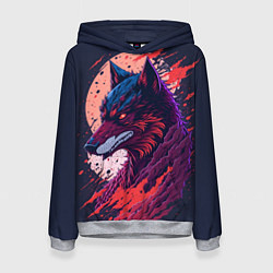 Толстовка-худи женская Нейросетевой волк, цвет: 3D-меланж