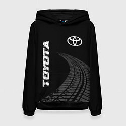 Женская толстовка Toyota speed на темном фоне со следами шин: надпис