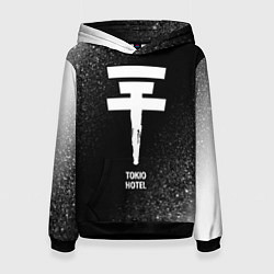 Толстовка-худи женская Tokio Hotel glitch на темном фоне, цвет: 3D-черный