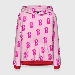 Толстовка-худи женская Барби паттерн буква B, цвет: 3D-красный