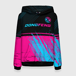 Толстовка-худи женская Dongfeng - neon gradient: символ сверху, цвет: 3D-черный