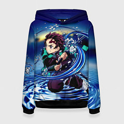 Толстовка-худи женская Танджиро Камадо Клинок, рассекающий демонов, цвет: 3D-черный