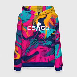 Толстовка-худи женская Counter Strike Go Logo Color, цвет: 3D-синий
