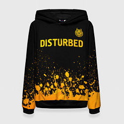 Толстовка-худи женская Disturbed - gold gradient: символ сверху, цвет: 3D-черный