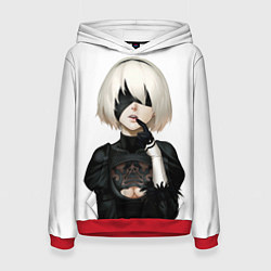 Толстовка-худи женская Nier: Automata - 2B Кибергражданка, цвет: 3D-красный