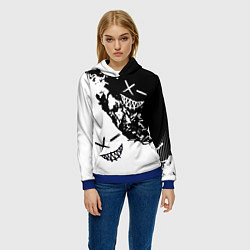 Толстовка-худи женская Smile - black and white, цвет: 3D-синий — фото 2