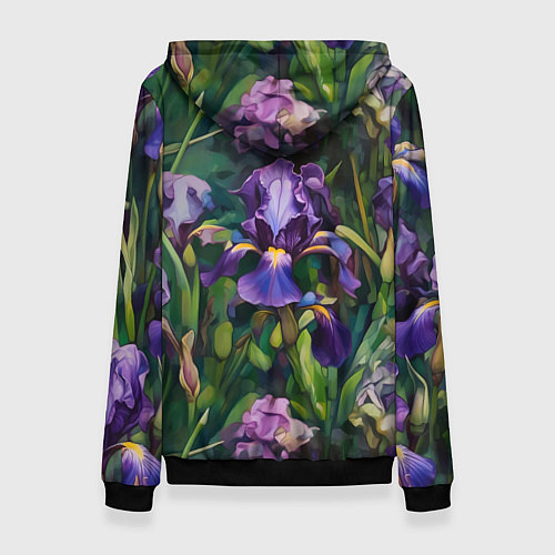 Женская толстовка Ирисы паттерн / 3D-Черный – фото 2
