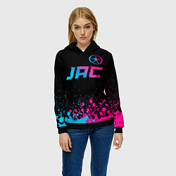 Толстовка-худи женская JAC - neon gradient: символ сверху, цвет: 3D-черный — фото 2