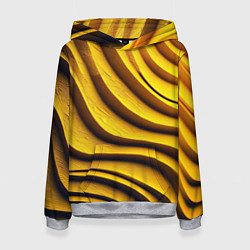 Толстовка-худи женская Желтые абстрактные полосы, цвет: 3D-меланж