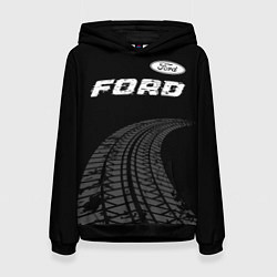 Толстовка-худи женская Ford speed на темном фоне со следами шин: символ с, цвет: 3D-черный