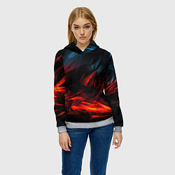 Толстовка-худи женская Red black abstract, цвет: 3D-меланж — фото 2