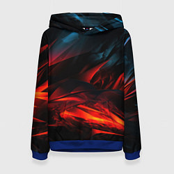 Толстовка-худи женская Red black abstract, цвет: 3D-синий