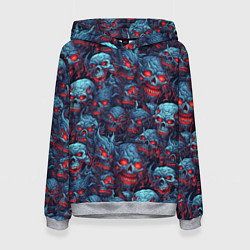 Толстовка-худи женская Monster skulls pattern, цвет: 3D-меланж