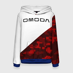 Толстовка-худи женская Omoda red white, цвет: 3D-синий