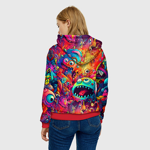 Женская толстовка Кислотные чудики / 3D-Красный – фото 4