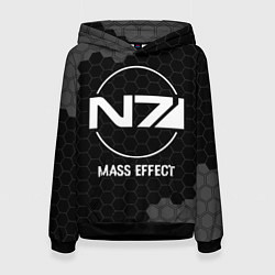 Толстовка-худи женская Mass Effect glitch на темном фоне, цвет: 3D-черный