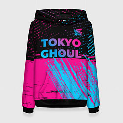 Толстовка-худи женская Tokyo Ghoul - neon gradient: символ сверху, цвет: 3D-черный