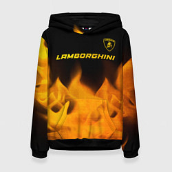 Толстовка-худи женская Lamborghini - gold gradient: символ сверху, цвет: 3D-черный
