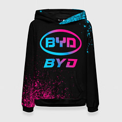 Толстовка-худи женская BYD - neon gradient, цвет: 3D-черный