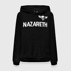 Толстовка-худи женская Nazareth glitch на темном фоне: символ сверху, цвет: 3D-черный