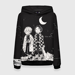 Толстовка-худи женская Троица из Клинок рассекающий демонов, цвет: 3D-черный