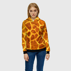 Толстовка-худи женская Шкура жирафа - текстура, цвет: 3D-черный — фото 2