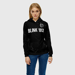 Толстовка-худи женская Blink 182 glitch на темном фоне: символ сверху, цвет: 3D-черный — фото 2