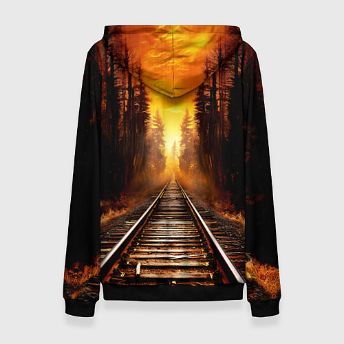 Женская толстовка Железная дорога на закате / 3D-Черный – фото 2