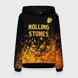 Толстовка-худи женская Rolling Stones - gold gradient: символ сверху, цвет: 3D-черный