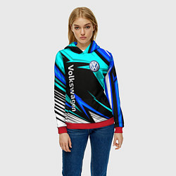 Толстовка-худи женская Фольцваген - sport uniform, цвет: 3D-красный — фото 2
