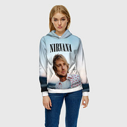 Толстовка-худи женская Тру фанат Nirvana, цвет: 3D-белый — фото 2
