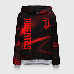 Толстовка-худи женская Juventus black red logo, цвет: 3D-меланж
