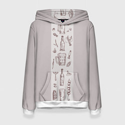 Толстовка-худи женская Пью три дня в стиле крафт, цвет: 3D-белый