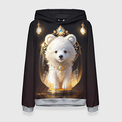 Толстовка-худи женская Белый медвежонок с фонариками, цвет: 3D-меланж