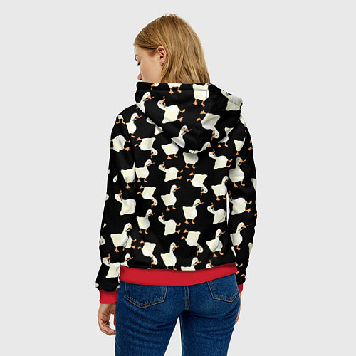 Женская толстовка Паттерн с гусями / 3D-Красный – фото 4
