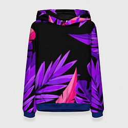 Толстовка-худи женская Floral composition - neon, цвет: 3D-синий